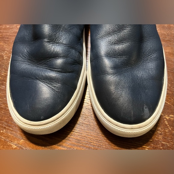 Tory Burch Rosette High Top Sneakers Navy Blue Leather Size 9 Ankle Booties - Picture 8 of 15